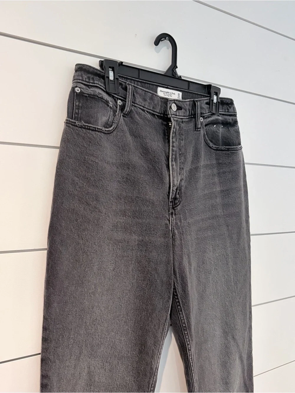 Abercrombie 90s Straight Ultra High Rise Gray Jeans Grunge Y2K 30 Charcoal - Picture 4 of 14
